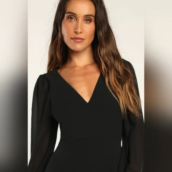 Lulu's Tier Elegance Black Long Sleeve Tiered Maxi Dress - Picture 3 of 4